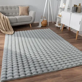 Paco Home Hochflor-Teppich »Arnheim 741« rechteckig 34 mm Höhe Uni Farben, modernes Design, besonders weich, Hoch-Tief Effekt, grau