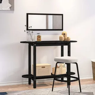 The Living Store Konsolentisch Schwarz 110x40x80 cm Massivholz Kiefer - Schwarz