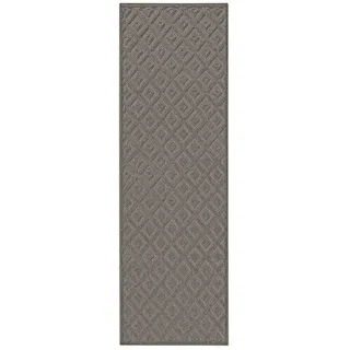 benuta Basic Teppich Leo - Hellgrau 80x250 cm - Abstrakter Relief-Teppich für Wohnzimmer, Schlafzimmer & Flur - Pflegeleicht - Fußbodenheizung Geeignet