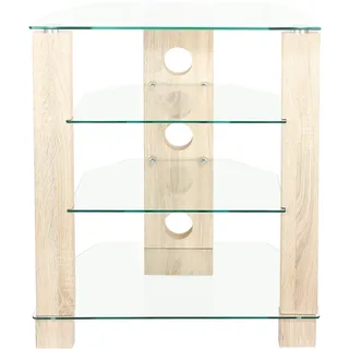 HiFi-Halterung mit 4 Ebenen, Halterung für Plattenspieler, Aufbewahrung für Audio-Rack, Entertainment-Center aus gehärtetem Glas, transparent, Multimedia-Möbel