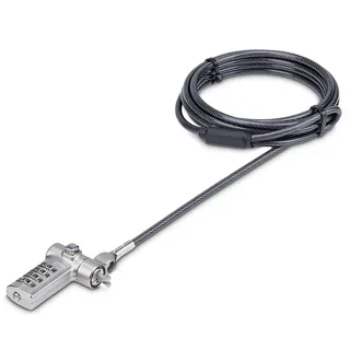 Startech StarTech.com Universal Laptopschloss 2m, Serialisiertes Sicherheitsschloss, Noble Wedge/Nano/K-Slot - Silver
