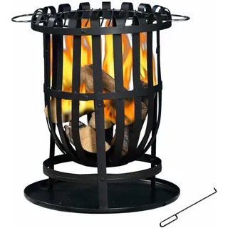 kekai Kekai Dana Feuerschale aus Stahl, für den Außenbereich, 2-in-1 mit Grillfunktion, 40 x 56 cm, Grillrost, Schürhaken und Aschenauffangen