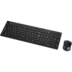 Amazon Basics – Tastatur-Maus-Set, volle Größe, kabellos, USB-Empfänger mit 2,4 GHz, DE-Layout, schwarz