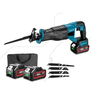 Reciprozaag Pro8 – Professionell – Leistungsstark, 3000 Watt – Variable Geschwindigkeit – Inklusive 2 Akkus – Ladegerät – 4 Sägeblätter