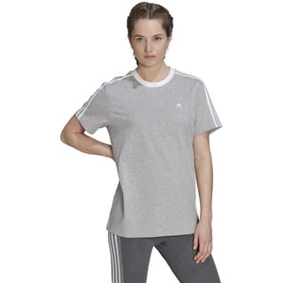 adidas Damen T-Shirt (Short Sleeve) W 3S Bf T, Medium Grey Heather/White, HC0106, 2XLT