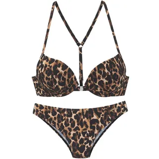 Bruno Banani Push-Up-Bikini Damen leo bedruckt Gr.34 Cup B