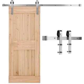 Vevor Schiebetürsystem 1,5m Laufschiene, Tragkraft 150 kg, Kompatibel mit 762mm max. Breite & 34,92-44,45 mm Dicke, einzelne Schiebetür für Scheunentore, Schiene & J-förmige Rolle, Silber