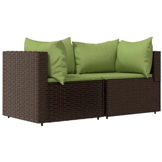 vidaXL Garten-Ecksofas mit Kissen 2 Stk. Braun Poly Rattan - Braun