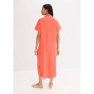 Tunikakleid BONPRIX, Damen, Gr. 48, N-Gr, orange (helllachs), Obermaterial: 100% Baumwolle, oversize, Kleider Tunikakleid, Oversize-Passform, Kaftan-Schnitt, Kimonoärmel, aus Baumwolle