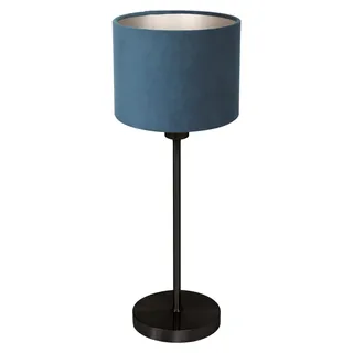 Tischlampe - blau schwarz - NOOR - metall textil - nachttischlampe - E27 - 4428ZW - Mexlite - Blau, Schwarz