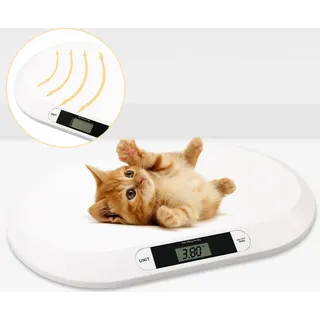 Yakimz Babywaage multfunktionale Digital Kinderwaage Tragkraft, Säuglingswaage Stillwaage Tierwagge LED-Anzeige gebogene Oberfläche, Tara-und Haltefunktion - Weiß