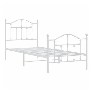 vidaXL Bettgestell mit Kopf- und Fußteil Metall Weiß 90x200 cm