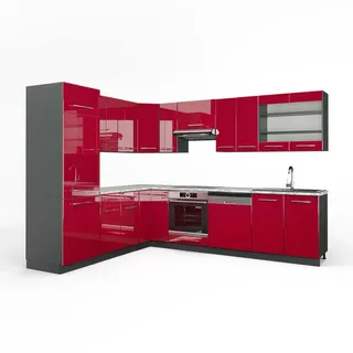 Vicco Winkelküche L-Form 227 x 287 cm rot