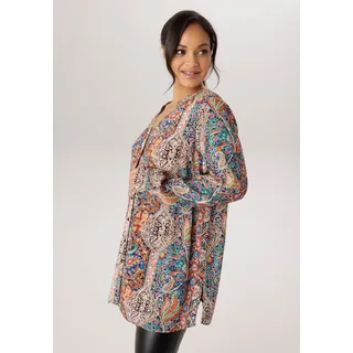 Longbluse ANISTON PLUS, Damen, Gr. 48, bunt, Web, Obermaterial: 100% Viskose, Paisley, lässig geschnitten Po-bedeckend, Blusen Longbluse, mit farbharmonischen Paisleydruck, Topseller