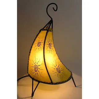 Orientalische Lampe Hennalampe marokkanische Lederlampe Tischleuchte Stehleuchte Henna Tissir Sonne 35-38 cm, gelb - Gelb