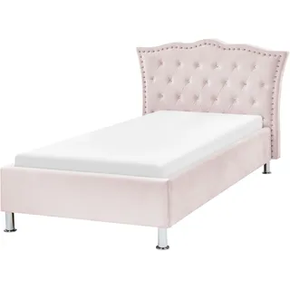 Beliani Bett Pastellrosa Metz - Pink , Textil , 90x200 cm , Schlafzimmer, Betten
