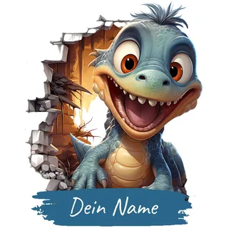 GRAZDesign Dinosaurier Wandtattoo mit Namen personalisiert Dino für Kinderzimmer Junge - Wandaufkleber über Bett & Sofa - 51x40cm