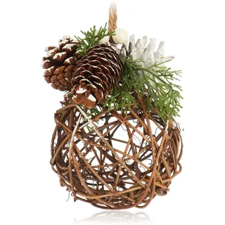 com-four® Hänger-Kugel für die Weihnachtsdeko, Christbaumhänger | handgemachter Raumschmuck zum Dekorieren - Hängedekoration für Fenster und Tür
