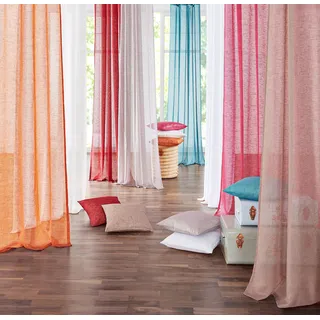 Gardine OTTO HOME "REGINA" Gr. 1, beige (creme), B:140cm H:145cm, Voile, Polyester, Gardinen, Gardine, Vorhang, Fertiggardine, 2-er Set, transparent, modern, Topseller