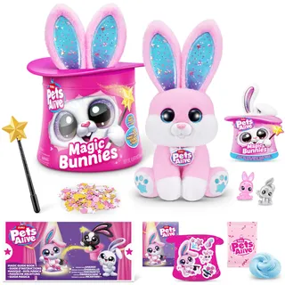 Pets Alive Magic Bunnies Pinker Hase (Candy) von ZURU, Elektronisches Plüsch-Überraschungsspielzeug, Roboter-Haustier & Interaktives Spielzeug für Kinder mit 30 verschiedenen Funktionen