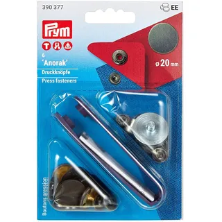 Prym Nähfrei Anorak Druckknöpfe, 20 mm, flach matt, brüniert