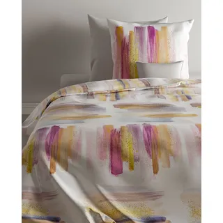 Zo!Home Mako Satin Bettwäsche Paton mit Pinselstrichen Pink 155x220 cm + 80x80 cm - Rosa