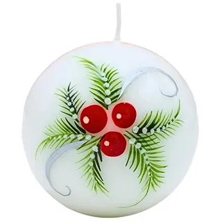 Dekohelden24 Kugelkerze 10 cm weiß
