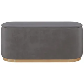 Dancan Pouf Scarlett mit Stauraum, goldene Basis, 110/47/45 cm, Hellgrau , Textil , Oval , 110x47x45 cm , Wohnzimmer, Sessel, Hocker & Hockerbänke, Poufs
