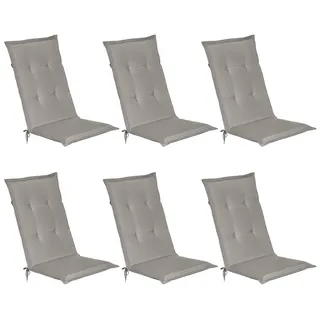 Beautissu 6er Set Gartenstuhlauflage Loft HL Hellgrau, 120x50x6cm - Hellgrau