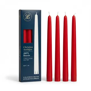 Rote Dinnerkerzen 4er Set, Tafelkerzen aus 100% Stearin, Premium Stabkerzen rot Ø 21 x 255 mm aus Schweden, tropffrei & rußarm, RAL & Nordic Swan zertifiziert, für Tischdekoration & besondere Anlässe