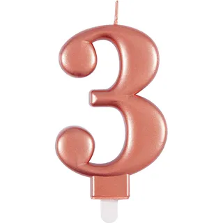 Unique Metallische Geburtstagskerze Zahl 3 roségold