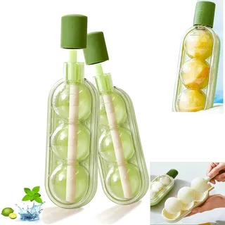 Guidre 2 Stück Eisformen Eis Am Stiel, Eisformen Silikon Formen, Wiederverwendbare Stieleisformer Eis Am Stiel Formen, Kreative Eisform Gerade Strohhalm Design, 19.5 * 19 * 5cm(Grün)