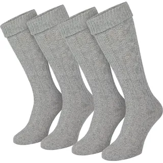 Black Snake® 2 Paar Trachten Kniestrümpfe Damen und Herren Kniebundstrumpf Trachtensocken - Grau - 43/46 - Grau