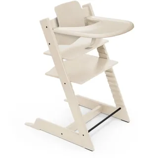 Stokke Tripp Trapp Hochstuhl + Tray, Vanilla White – 6–36 Monate | Kinderhochstuhl ab 6 Monate, inkl. Baby Sitz & Tisch, mitwachsend bis, Neugeborenen Aufsatz seperat erhältlich