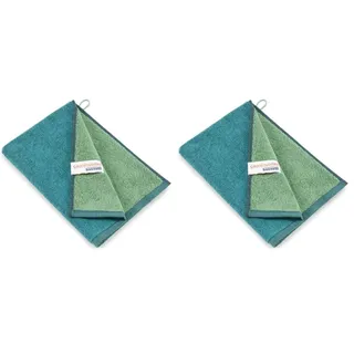 Bassetti New Shades Gäste-Handtuch aus 100% Baumwolle in der Farbe Grün V1, Maße: 40x60 cm - 9327884 (Packung mit 2)