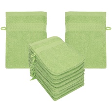 Betz PREMIUM Waschandschuhe 10-teilig - Frottee Waschlappen Gesicht reinigen - aus 100% Baumwolle - Babywaschhandschuh - apfelgrün