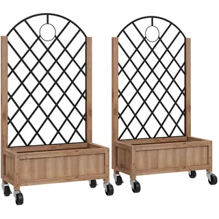 Outsunny Hochbeet 2er-Set , Braun , Holzwerkstoff , 25x97x52 cm , Gartenzubehör, Hochbeete