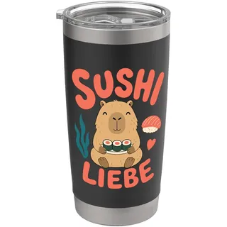 Capybara Sushi Liebe Japanisches Essen Maki Niedlicher Humor Doppelwandiger Edelstahl-Thermobecher