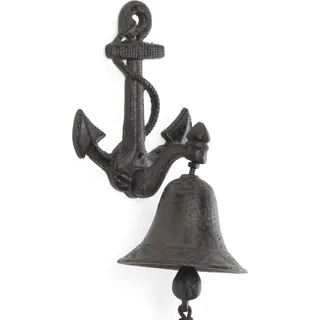 Moritz Türglocke Glocke Schiff Anker Maritim Seefahrt Wandglocke Gartendeko Gusseisen Rustikal Antik Design Stil Retro Klingel - Schwarz