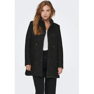 Langjacke ONLY "ONLNEWSOPHIA WOOL COAT OTW CC", Damen, Gr. M, schwarz (schwarz detail:melange), Web, Obermaterial: 70% Polyester, 30% Wolle, meliert, regular fit Po-bedeckend, Jacken Langjacke, Materialmix