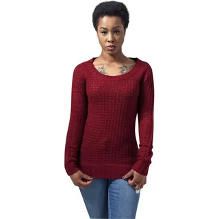 URBAN CLASSICS Ladies Long Wideneck Sweater Rot, S