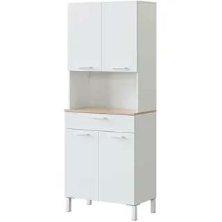 CALICOSY - Küchenbuffet mit 4 Türen, 1 Schublade und 1 offenes Fach H186 cm - Kira - Weiß