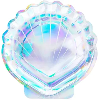 Partydeco Mellilu Meerjungfrau Pappteller Muschel, Irisierend, 18,5cm, 6 St.
