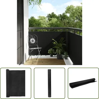 The Living Store Balkon-Sichtschutz Schwarz 300x90 cm Poly Rattan - Schwarz