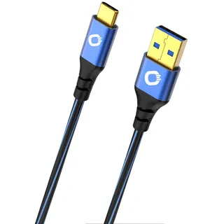 OEHLBACH USB Plus C3 - USB-Kabel für Smartphones Typ A 3.0 zu Typ C 3.1 - PVC-Mantel - OFC, blau/schwarz - 2,0m