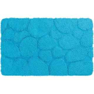 Grund Badematte , Hellblau , Kunststoff , Steine , rechteckig , 50x80 cm , Oeko-Tex® Standard 100 , für Fußbodenheizung geeignet, rutschfest, rutschhemmend, schadstoffgeprüft , Heimtextilien, Badtextilien, Badematten