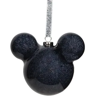 Disney 60mm Christbaumkugel Glitzer Form Dekoration - Mickey Mouse Schwarz