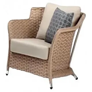 Sessel Design Couch Sofa Relax Beige Rattan Lounge Club Polster Sitzer Luxus