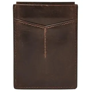 Fossil Herren Leder Minimalistische Magnetische Kartenhülle mit Geldklammer Vordertasche Brieftasche, Derrick Dunkelbraun, Einheitsgröße