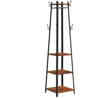 Boxxx Kleiderständer , Braun, Schwarz , Metall, Holzwerkstoff , Vintage , 43x180x43 cm , Hutablage, standfeste Füße , Garderobe, Garderobenständer